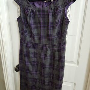 Aa Studio Gray and Purple Plaid Midi Dress